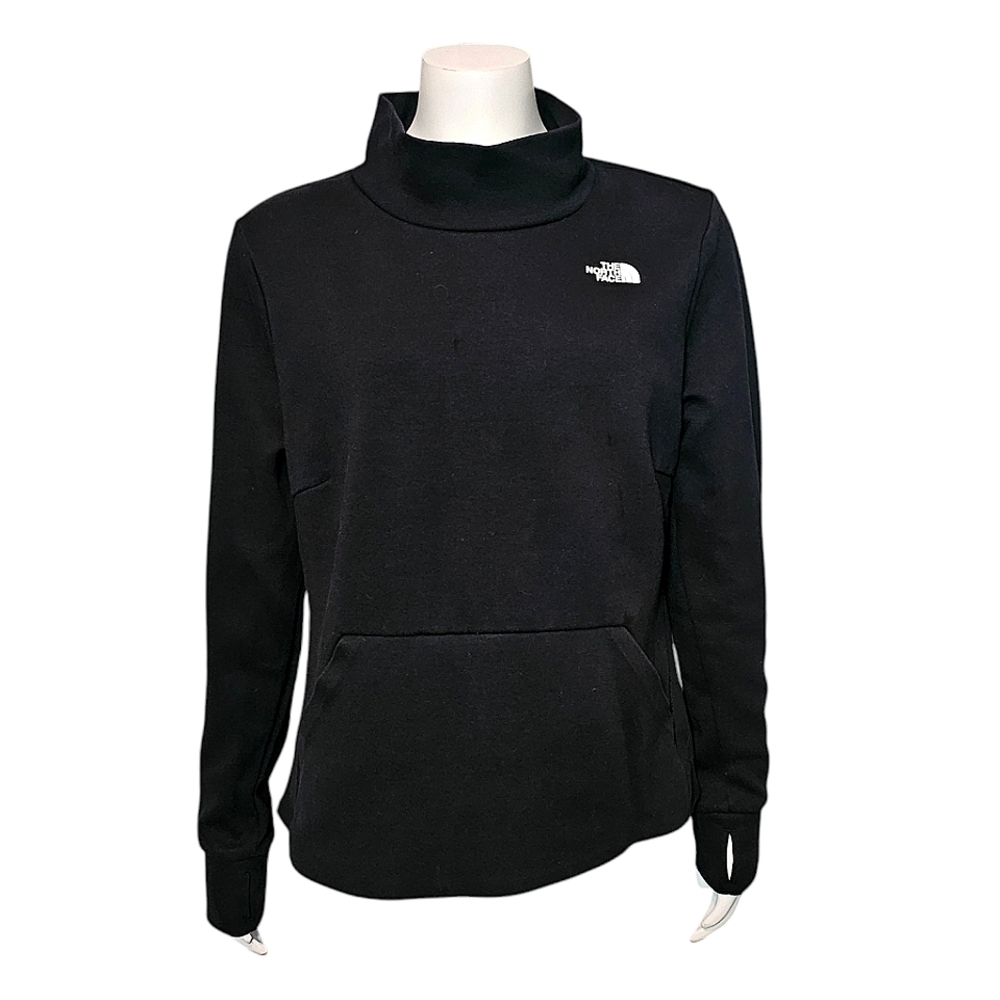 North Face Pullover Black City Standard Double-Knit Funnel Neck Sweater sz L
